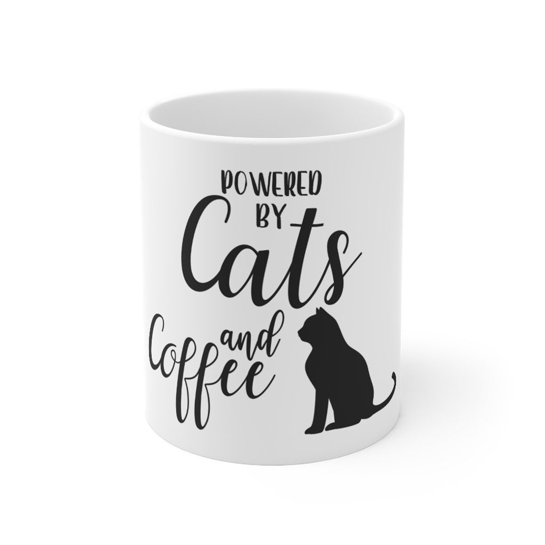 Powered by Cats and Coffee Cat Mug Cat Gifts Cat Present Etsy