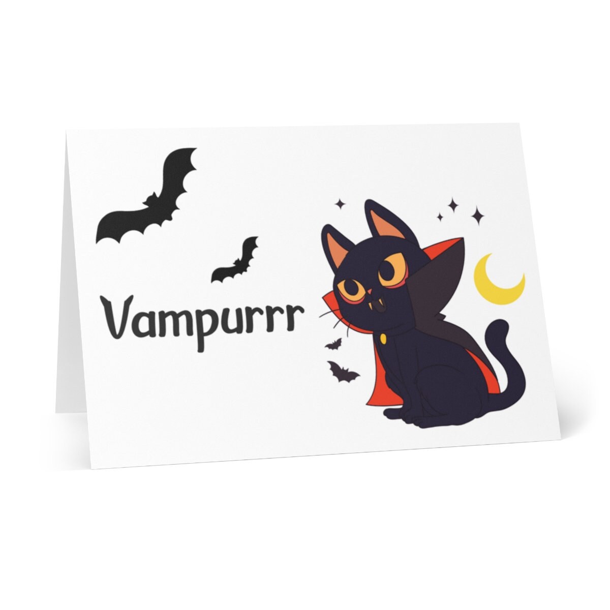 Halloween greeting card with black cat, Autumn card with cats on, bla…