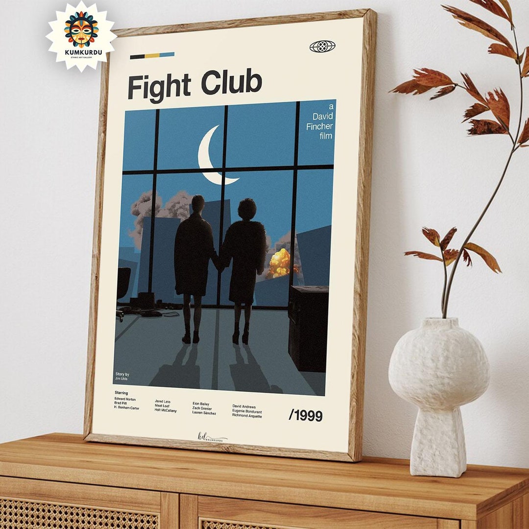 Fight Club Mid Century Modern Movies Poster Retro Movie Etsy
