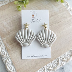 Clay seashell earrings/ seashell earrings/ polymer clay seashell earrings