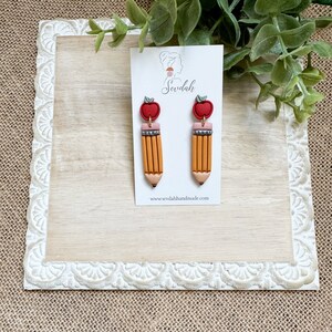 Teacher earrings/ polymer clay teacher earrings/ back to school earrings/ lightweight earrings/ pencil earrings