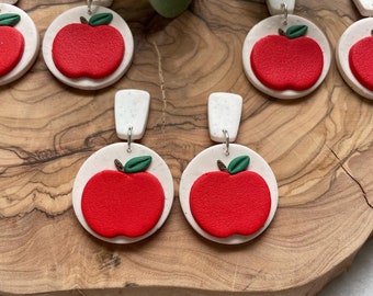 Leraar oorbellen / polymeer klei leraar oorbellen / terug naar school oorbellen / lichtgewicht oorbellen / appel oorbellen