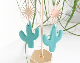 Pendientes de cactus / cactus colgante Pendientes / pendientes de cactus de arcilla de polímero / pendientes de cactus ligeros
