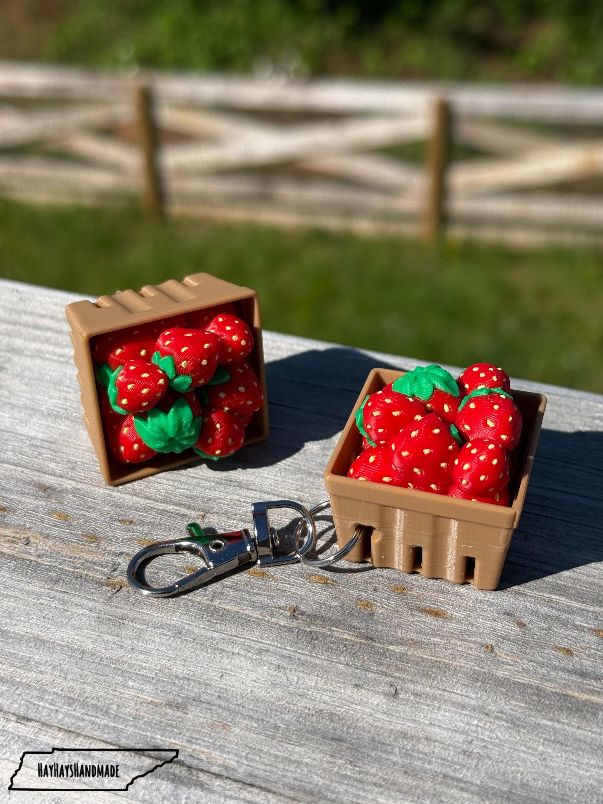 Strawberry Basket Clicky Keychain | Clicky Desk Fidget | Keyboard ...