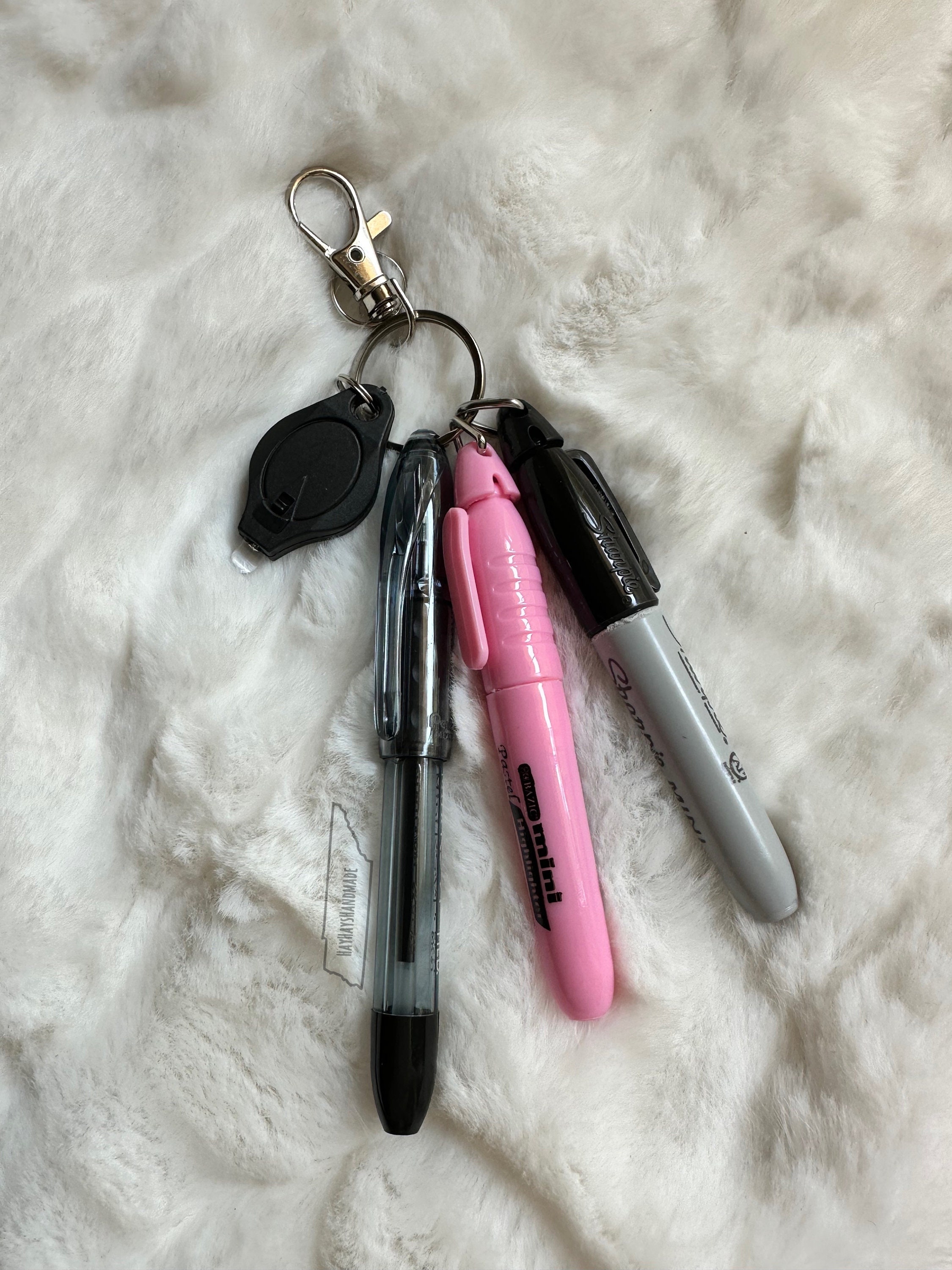 Scissors Ink Pen and Permanent Marker Badge Reel Clip on Set