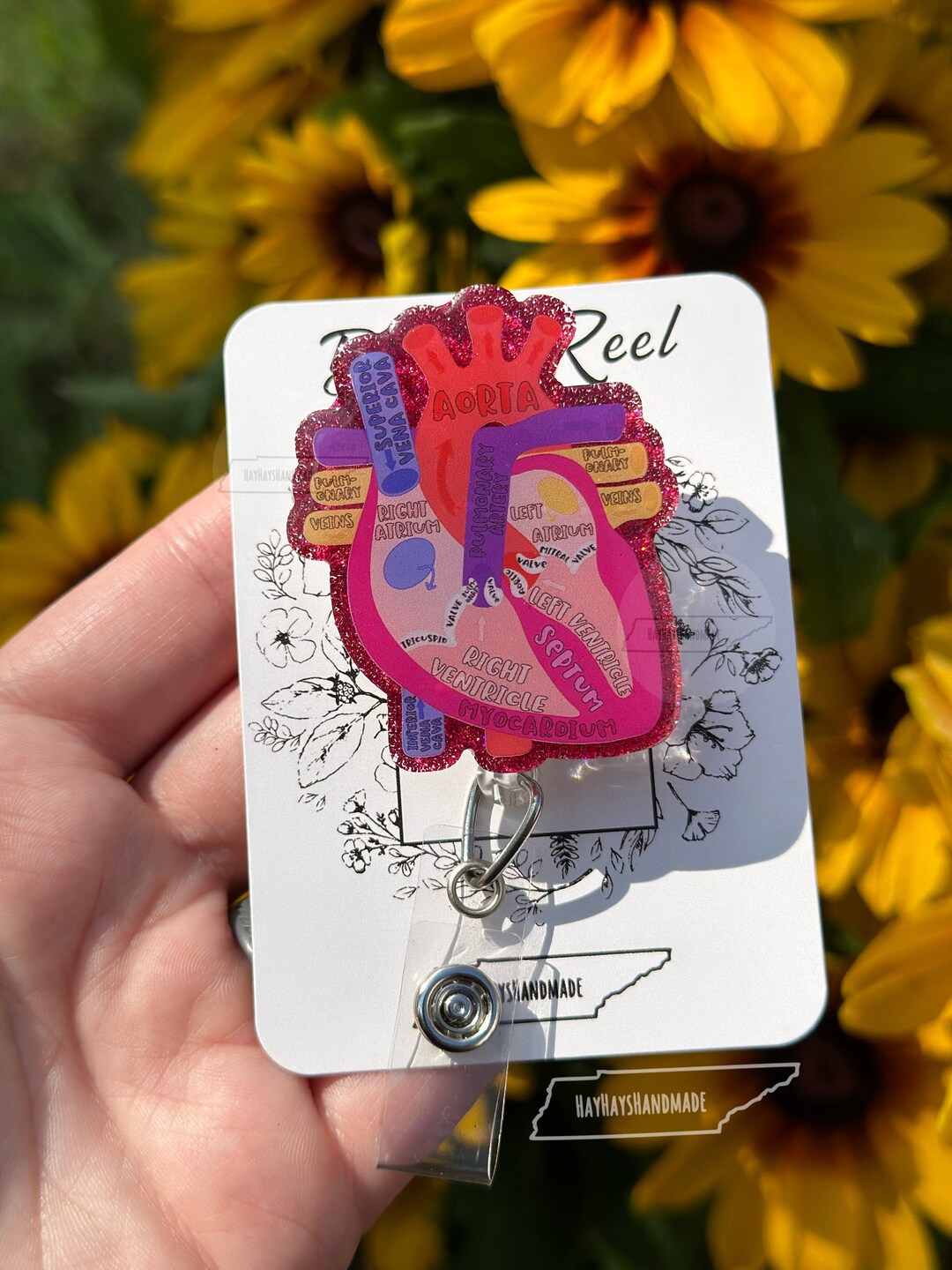 thumbnail image 2 of Starry Night Anatomical Heart Badge Reel: Doctor Nurse Gift 2 of 11