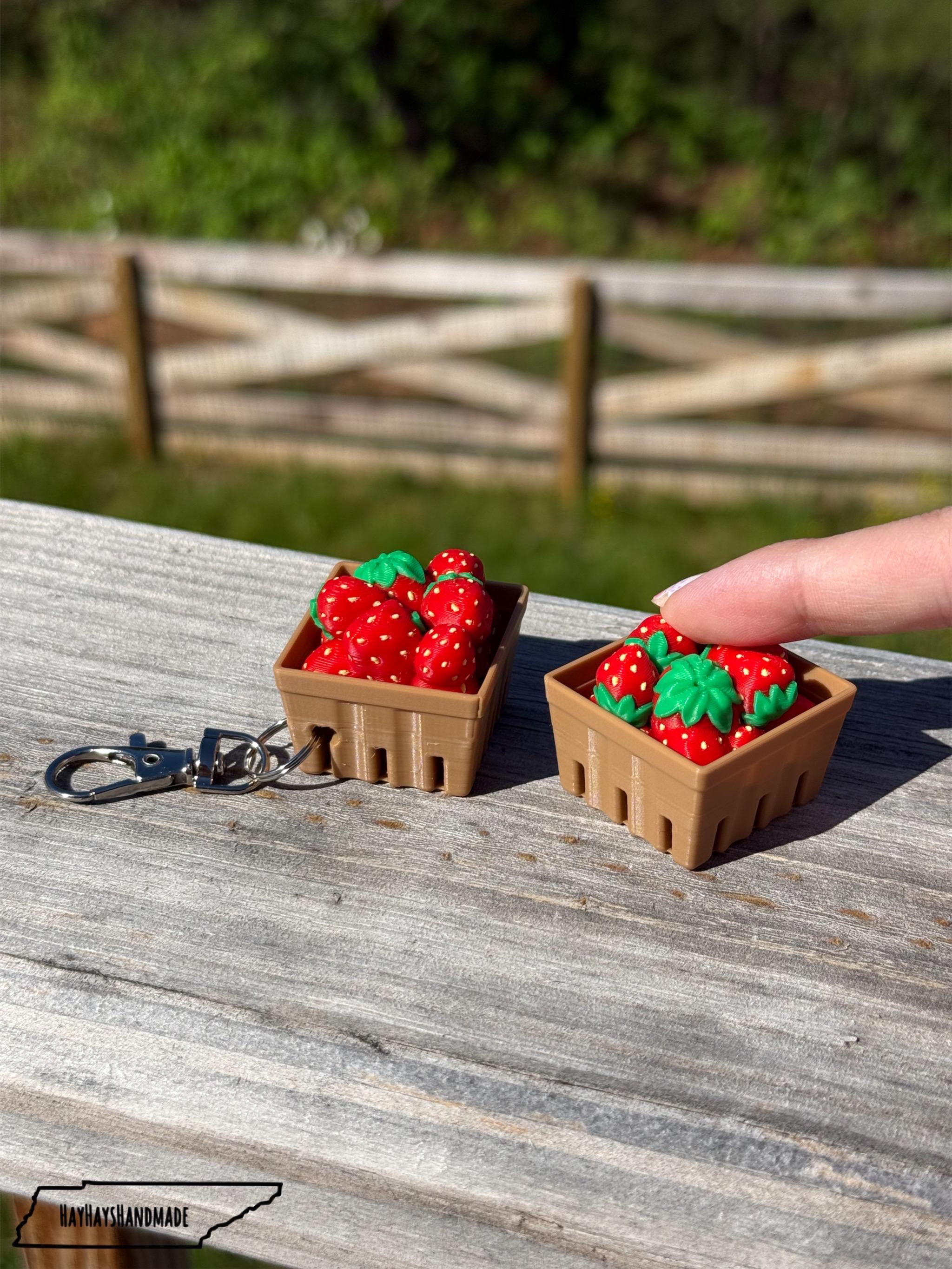 Strawberry Basket Clicky Keychain | Clicky Desk Fidget | Keyboard ...