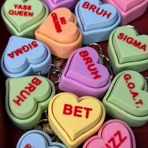 Gen Z Slang Conversation Hearts Clicky Keychain Fidget | Keyboard Fidget | Valentine Basket | Gift for Valentines Day | Non Candy Gift