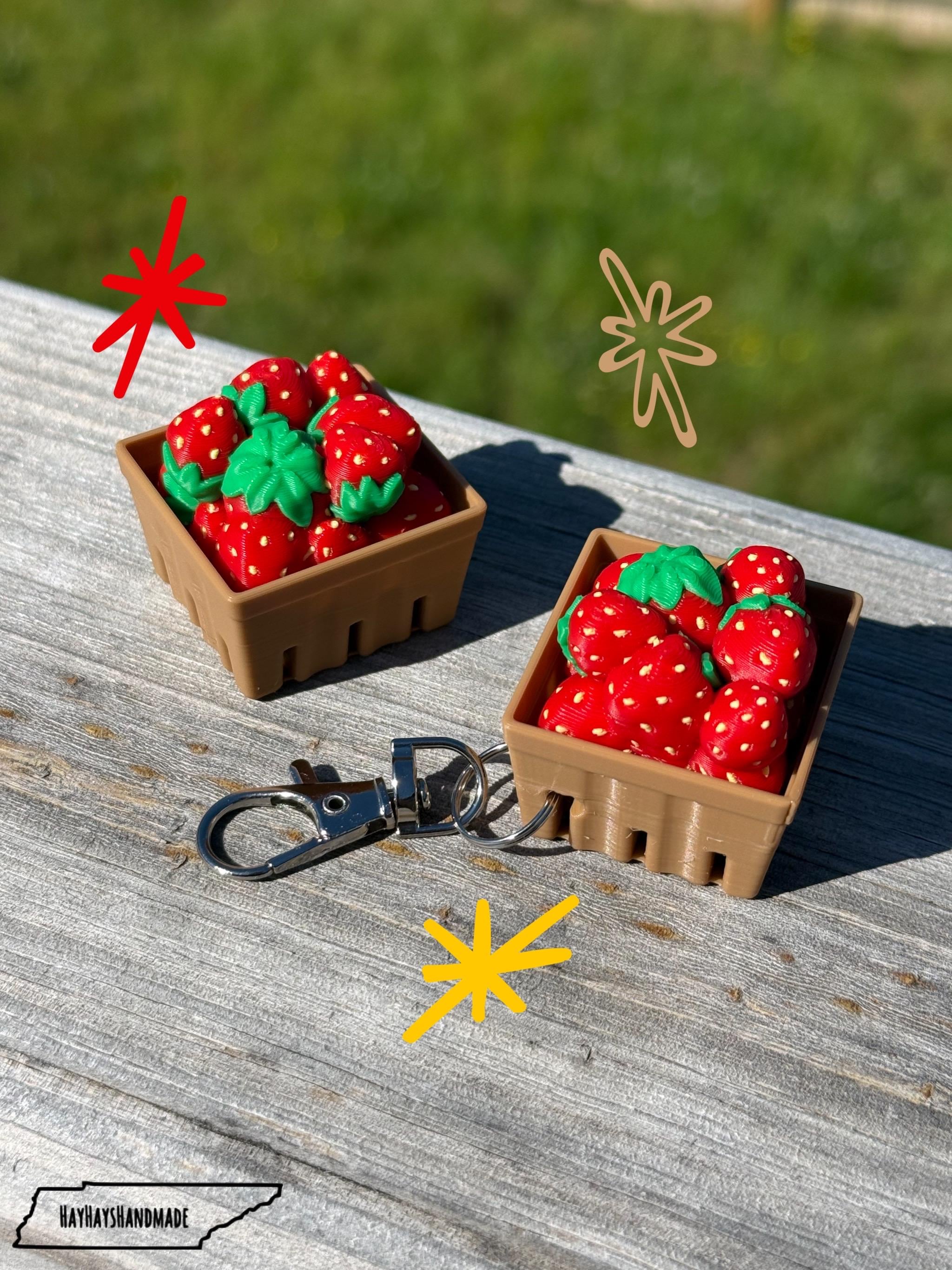 Strawberry Basket Clicky Keychain | Clicky Desk Fidget | Keyboard ...
