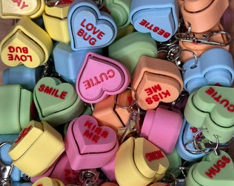 CUSTOM Conversation Hearts Clicky Keychain Fidget | Keyboard
