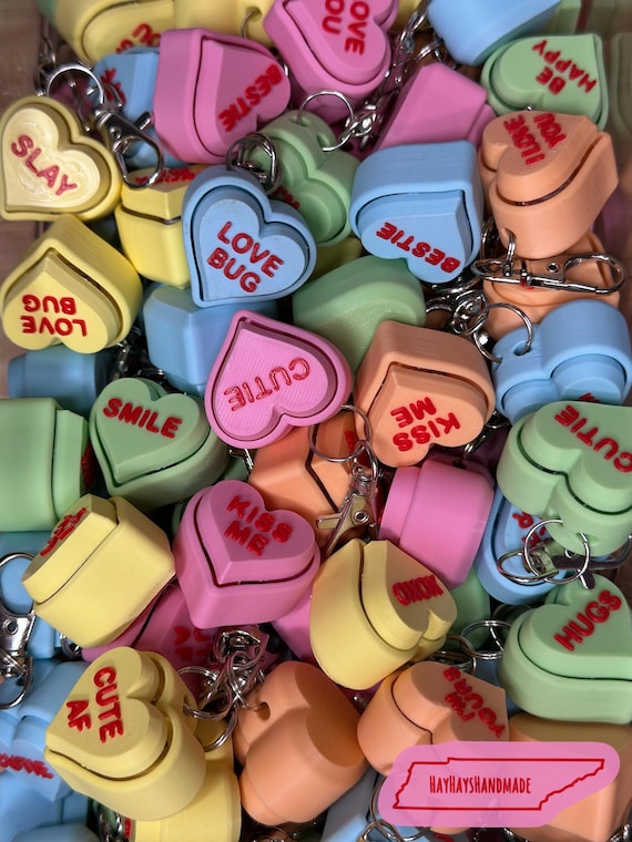 CUSTOM Conversation Hearts Clicky Keychain Fidget | Keyboard