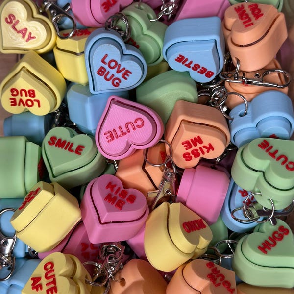 Conversation Hearts Clicky Keychain Fidget | Keyboard Fidget | Valentine Basket | Gift for Valentines Day | Non Candy Gift