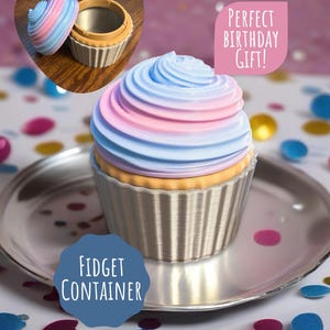 Cupcake Container for Fidgets | Birthday Gift | Mystery Fidgets | Desk Pets | 3D Printed Cupcake Container