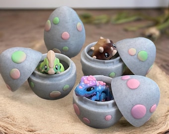 Tiny Mystery Dinosaur with Egg Container Flexi Fidgets | Office Decor | Gift for Kids | Dinosaur Fidget | Gift for Easter |