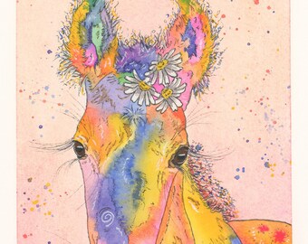Watercolor Giclée Horse Print, "Mimi" Foal