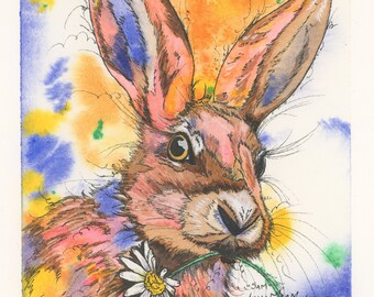 Watercolor Rabbit Giclée Print, "Sam"