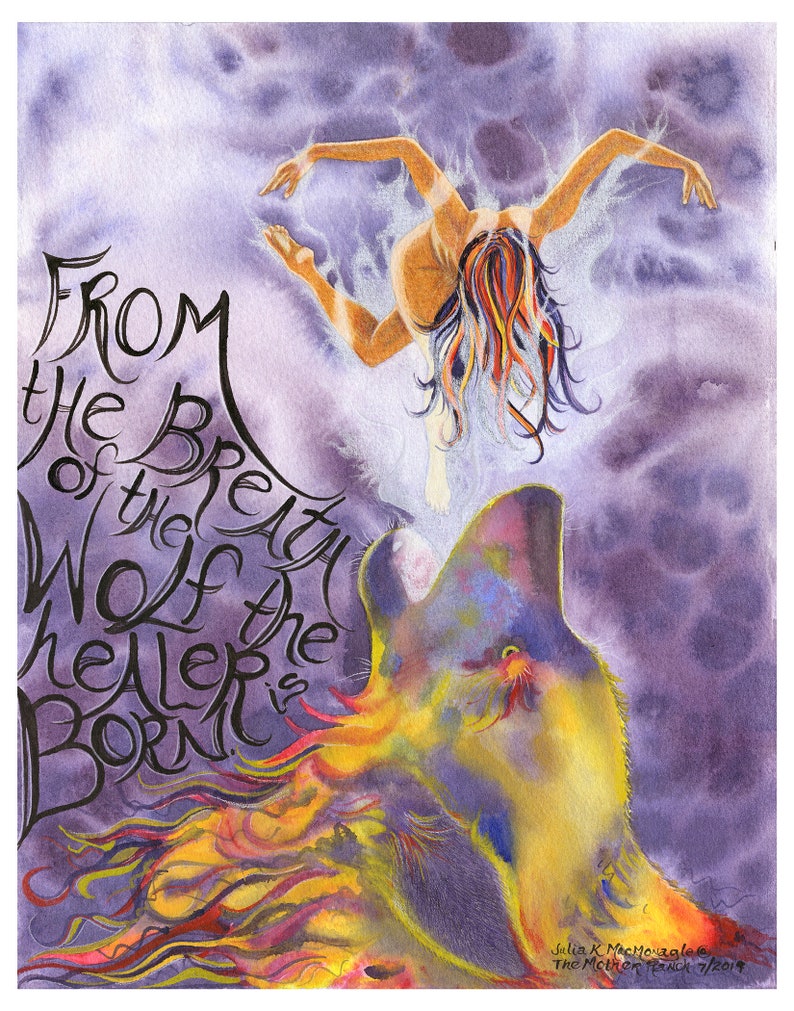 Watercolor Wolf Giclee Print: Healer image 1