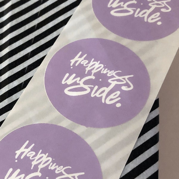 Aufkleber "Happiness inside" | Sticker rund | 4,5 cm | matt