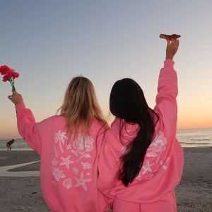 Hibiscus Pink Tropical Embroider Hoodie