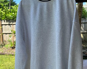 Blank Pearl Grey And Black Preppy Crew Sweatshirt