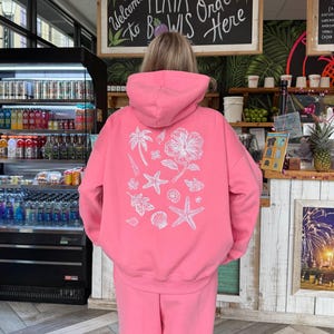 Hibiscus Pink Tropical Embroider Hoodie