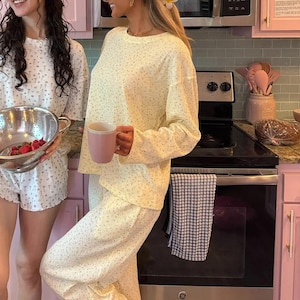Lemon Floral Long Sleeve Pajama Top