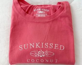 Rose Pink Embroider Sunkissedcoconut Tee