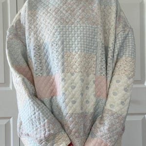 Shades Of Blue Quilted Pastel Mockneck Sweatshirt