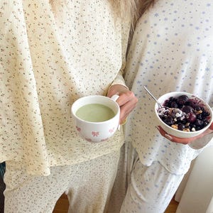 Lemon Floral Long Sleeve Pajama Top