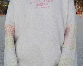 Sunkissedcoconut Quilted Pastel Embroidered Hoodie