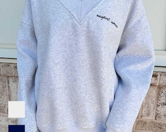 Newport Summer Embroider V-Neck Sweatshirt