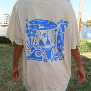 Ivory Blue Swim And Surf Comfort Colors Tee