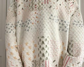 Christmas Holiday Quilted Mockneck Sweatshirt