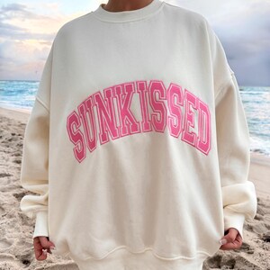 Hibiscus and Ivory Striped Relaxed Sweatshirt