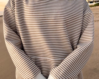 Brown and White Big Striped Hoodie