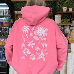 Hibiscus Pink Tropical Embroider Hoodie