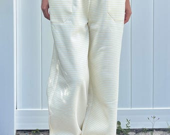 Baby Yellow and White Big Striped Sweatpants