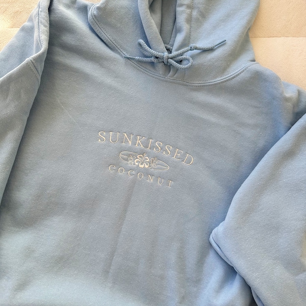 Blue Embroider Sunkissedcoconut Hoodie