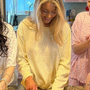 Lemon Floral Long Sleeve Pajama Top