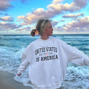 United States Of America Embroider Flag Sweatshirt