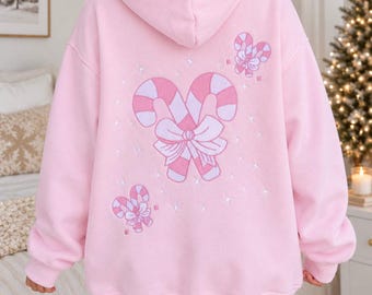 Sudadera con capucha rosa claro Candy Cane Wonderland