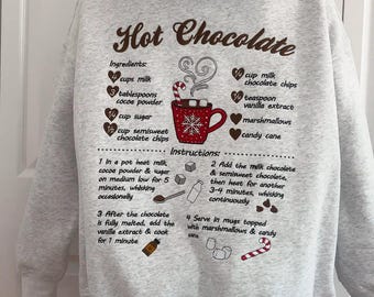 Hot Chocolate Recipe Christmas Embroider Hoodie