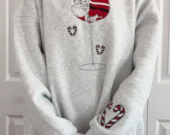 Geborduurd kersttrui aangeschoten kerstman