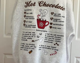 Hot Chocolate Recipe Christmas Embroider Sweatshirt