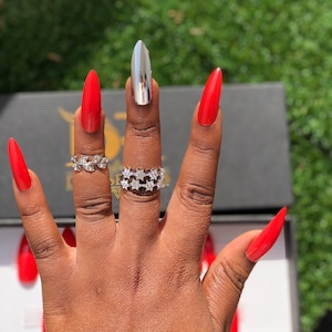Red Scarlet Set  Long  Stiletto Press On Nails