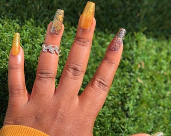 Ombre Gold Glitter Jelly Press On Nails