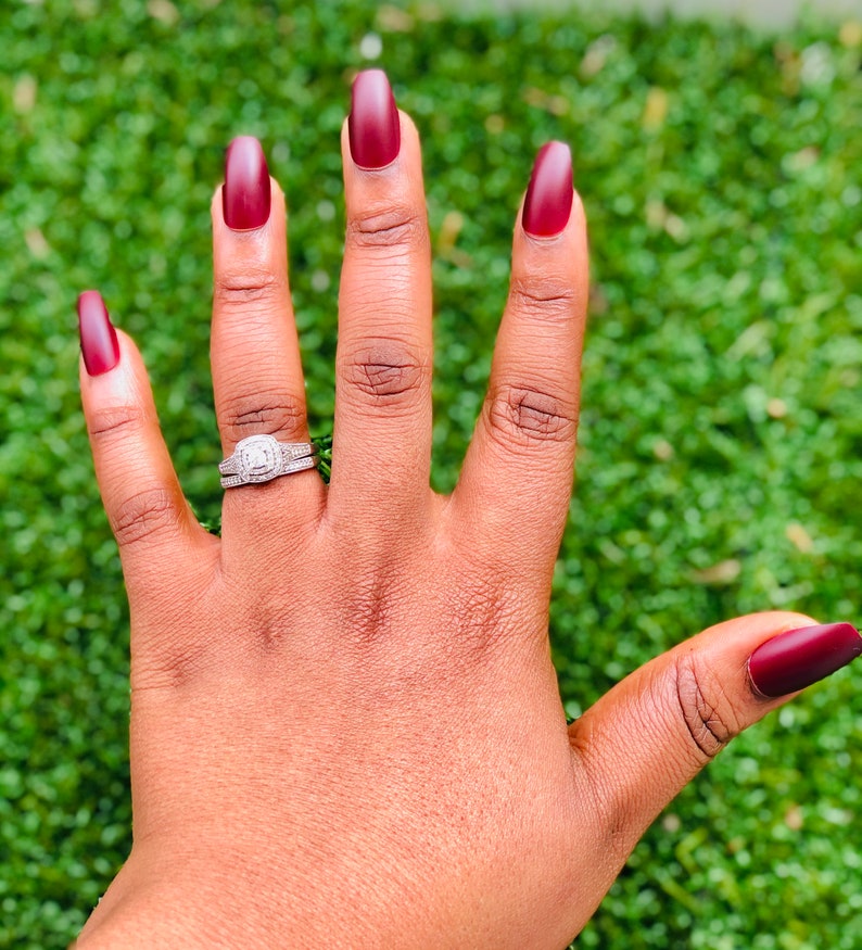 Red Velvet Set Matte Press on Nails Medium Coffin | Etsy