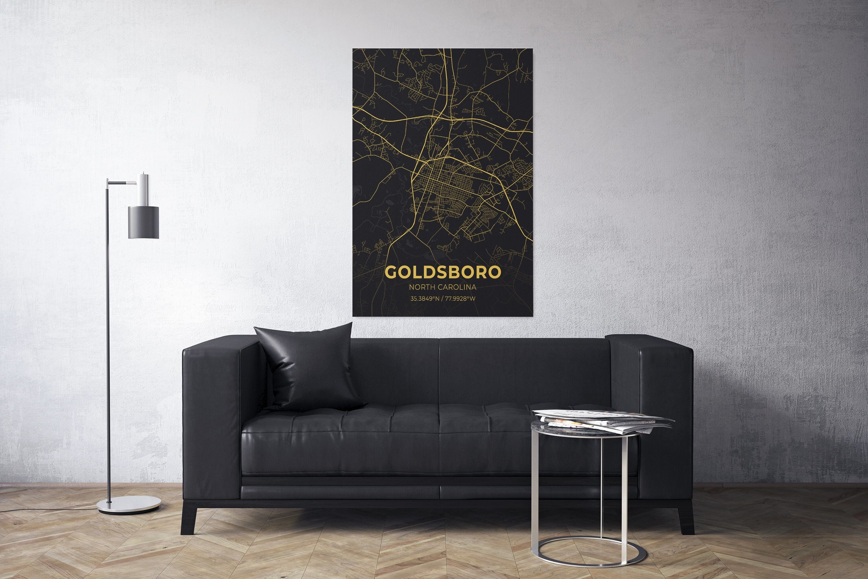 Goldsboro North Carolina City Map Canvas Art / City Map Art / Etsy