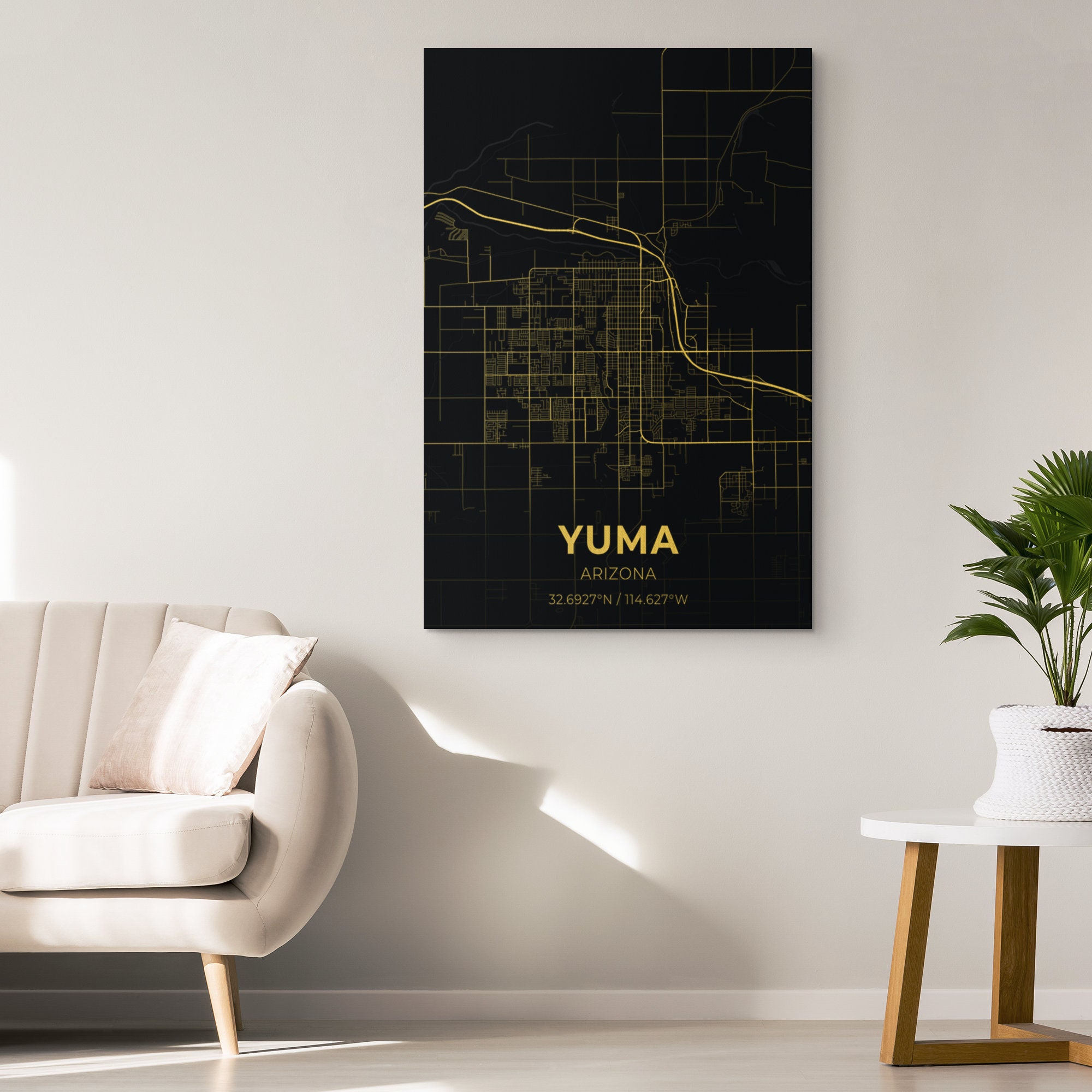 Yuma Arizona City Map Canvas Art / City Map Art / City Map Etsy