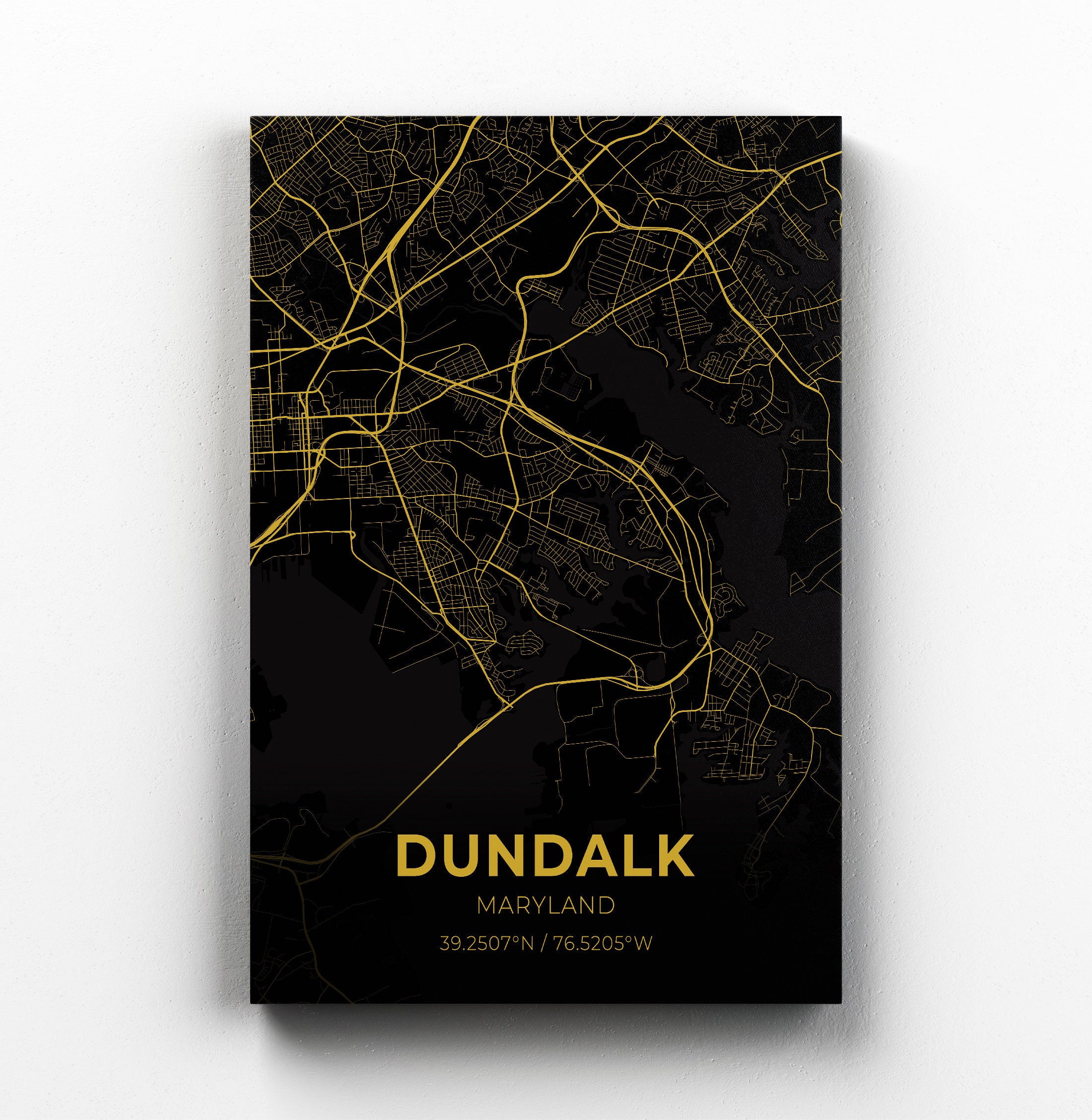 Dundalk Maryland City Map Canvas Art / City Map Art / City Map Etsy